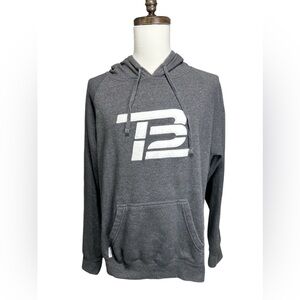 TB12 Tom Brady Hoodie Mens Size XL Gray Sweatshirt Embroidered Puffy Logo